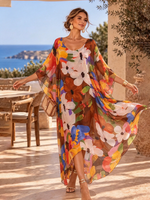 Resort Cozy Chic Floral Long Sleeve Maxi Dress