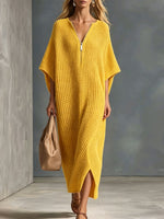 Relaxed-fit Waffle-knit Half-zip Dress