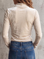 Women's Solid Color Stand Collar Long-sleeved Casual Loose Velvet Top