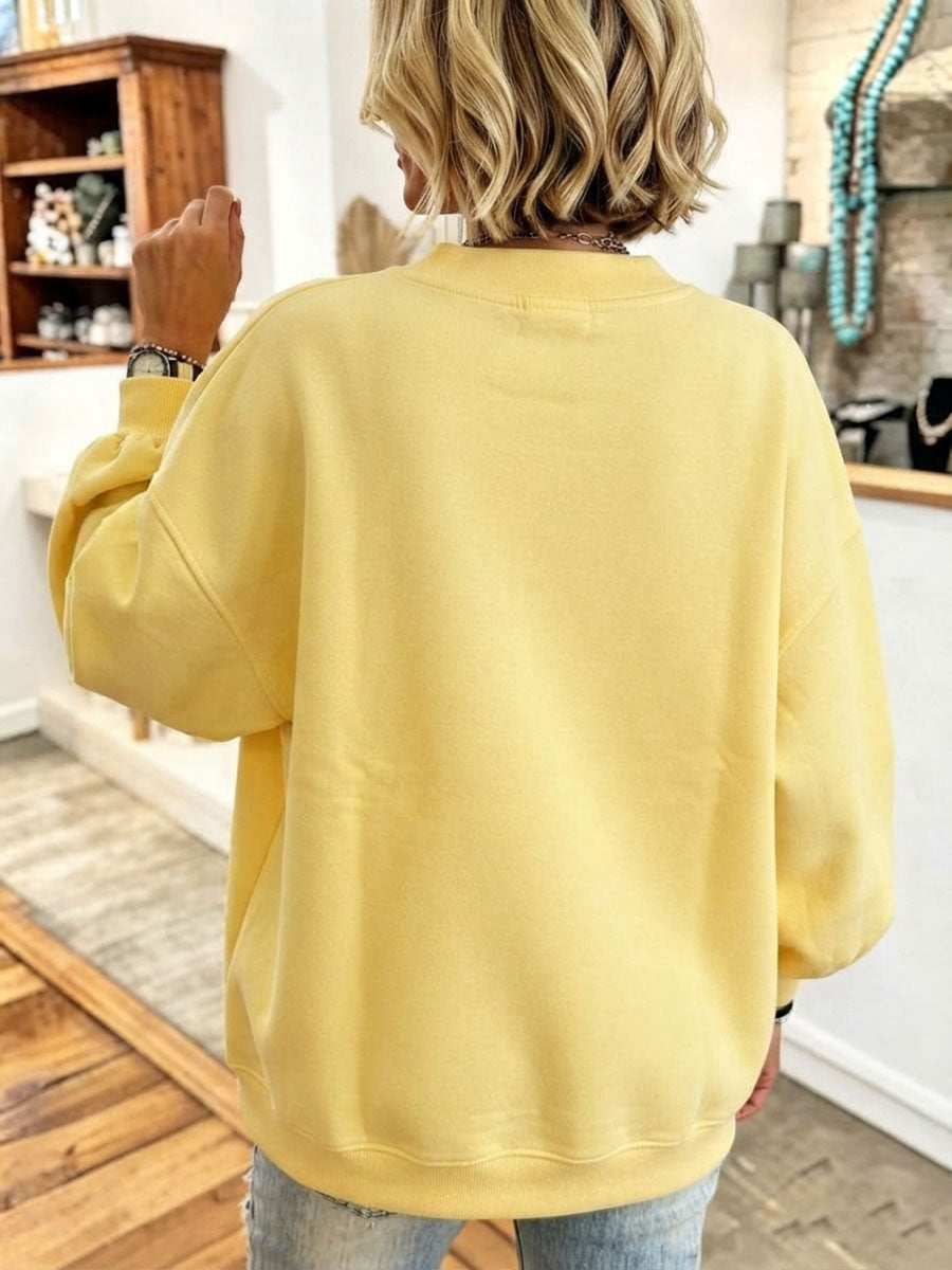 Cozy Cuffs V-neckline Oversized Sweatshirt