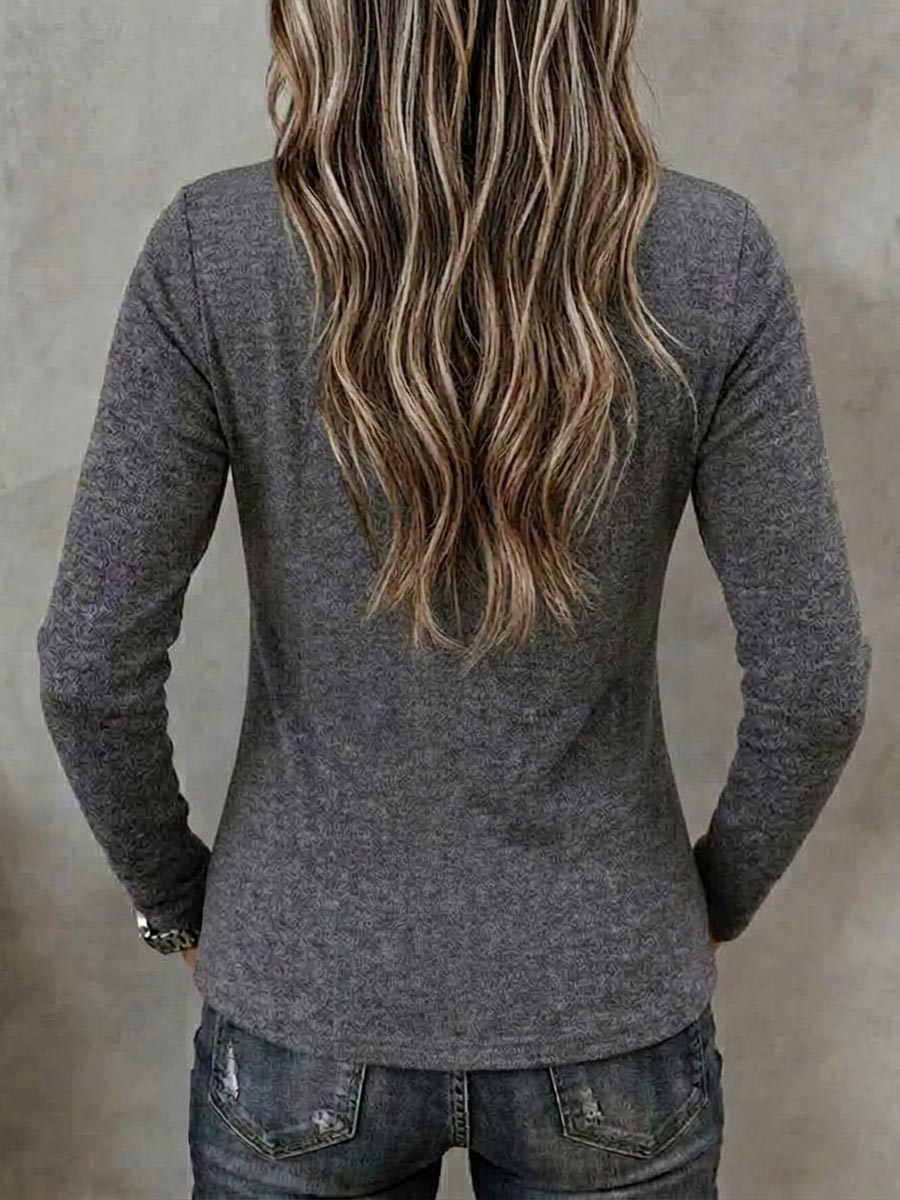 Women's Solid-color Cowl Neck Long-sleeve Slim-fit Knit Top