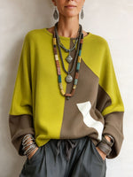 Casual Chic Cozy Colorblock Oversized Cotton Top
