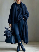 Cozy Imitation Cashmere Open-front Knit Long Cardigan