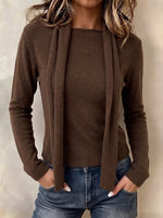 Women's 4-in-1 Multi-Way Convertible Knit Top - Long Sleeve Drape Scarf Capelet Sweater