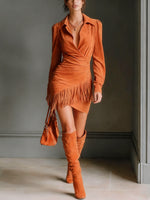 Western-style Faux Suede Fringe Dress