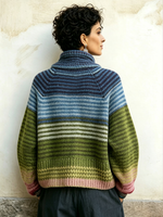 Cozy Gradient Striped Turtleneck Knit Sweater