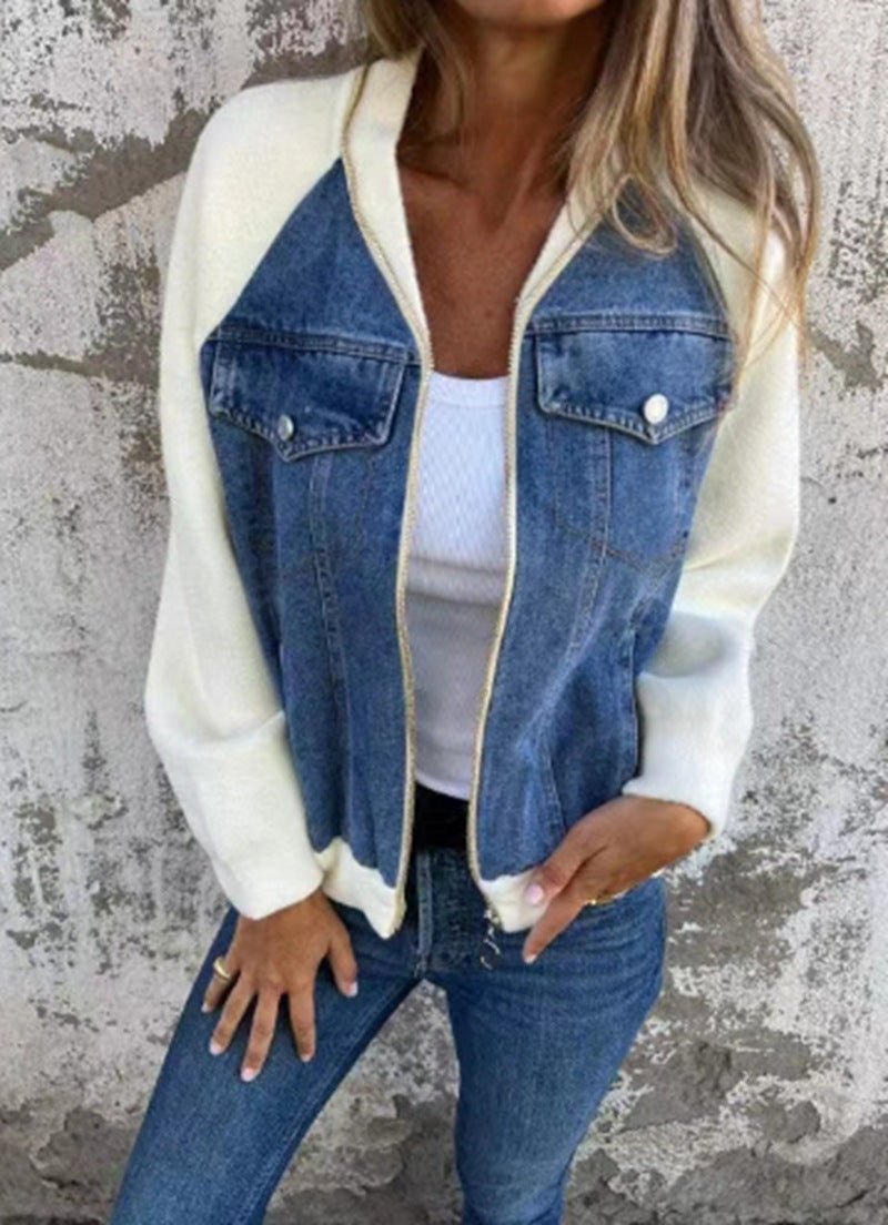 Casual Zip-up Denim Jacket