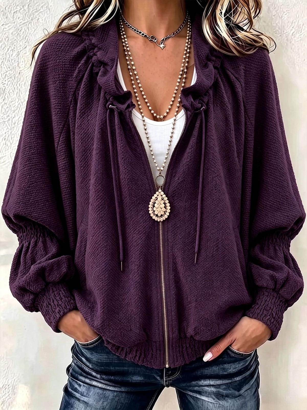 Cozy High Quality Textured Zip-Up Jacket