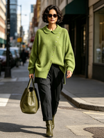 Cozy Peter Pan Collar Asymmetric Sweater