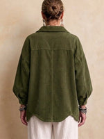 Oversized Corduroy Jacket With Large Lapels And Oversized Metal Buttons