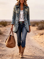 Bohemian Gold Floral Print Gradient Jacket