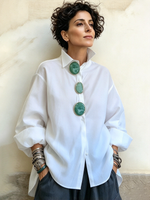 Chic Oversized Statement Green Buttons Shirt