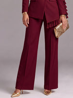 Elegant Burgundy Tassel-Trimmed Blazer