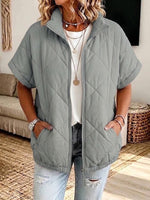 Casual Diamond-quilted Zip-up Padded Jacket