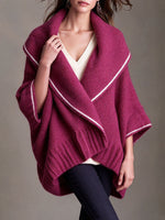 Cozy Draped Shawl-Collar Knit Cardigan