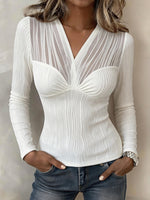 Elegant Sheer Paneled Textured Blouse