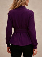 Mock-neck Long-sleeve Top With A Fitted Waist And Ruffled Hem