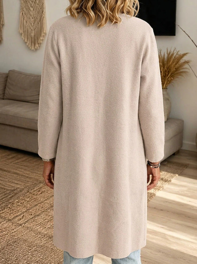 Cozy Open-Front Wool-Blend Longline Coat