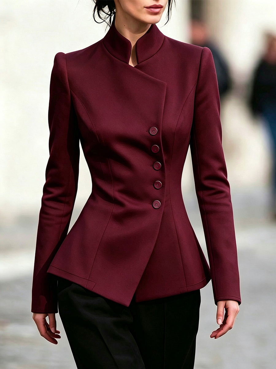 Urban Asymmetric Button-Up Tailored Blazer