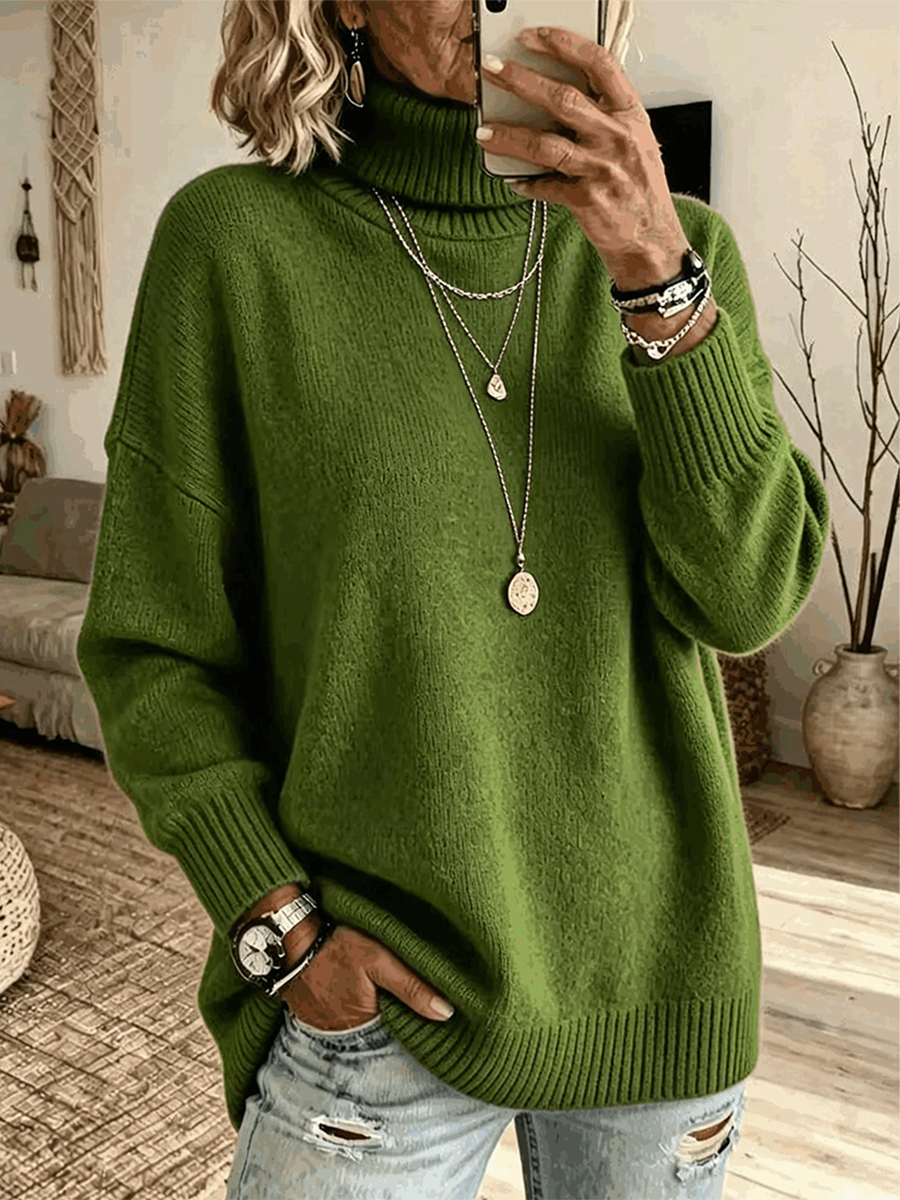 Casual Soft Turtleneck Sweater Top