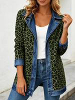 Chic Leopard Print and Denim Patchwork Jacket