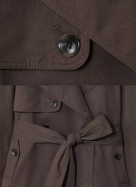 Casual Oversized Cropped Trench Coat With A Drawstring Waist