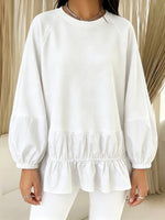 Relaxed-fit Casual Sweatshirt With Paneled Ruffle Hem