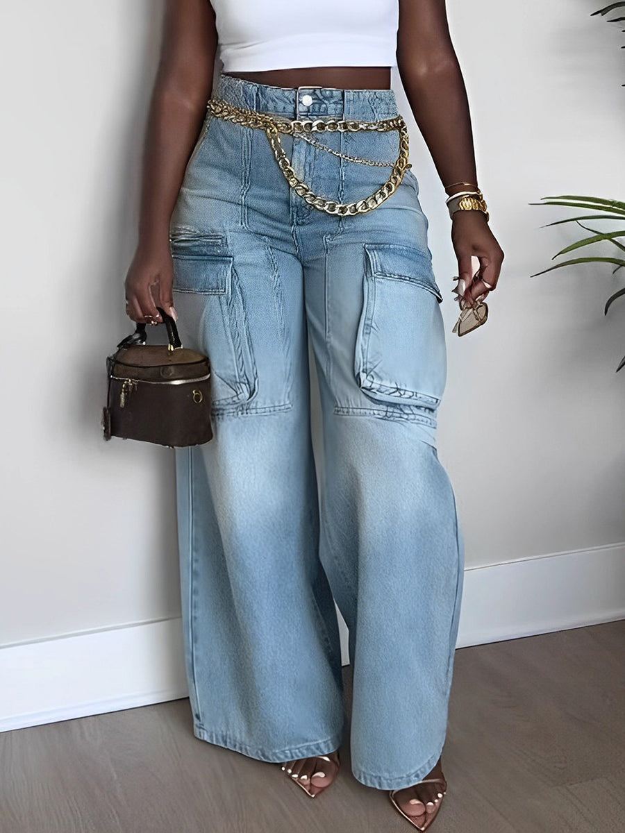 Casual Wide-leg Cargo Jeans