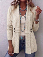 Casual Double-breasted Mid-length Cardigan With A Relaxed, Versatile Style.