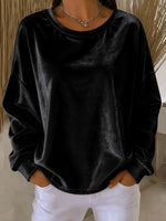 Chic Velvet Drop-Shoulder Sweatshirt
