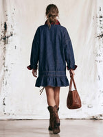 Chic Plaid-panel Denim Mini Dress