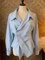 Chic Asymmetric Wrap-style Cotton Shirt