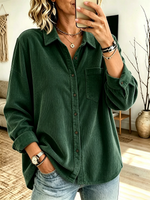 Casual Oversized Corduroy Button Down Shir