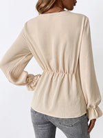 Criss-cross Waist-cinching V-neck Top