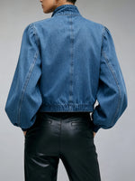 Stylish And Minimalist Zippered Denim Jacket