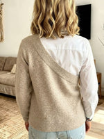 Chic Asymmetric Neckline False Two-piece Sweater