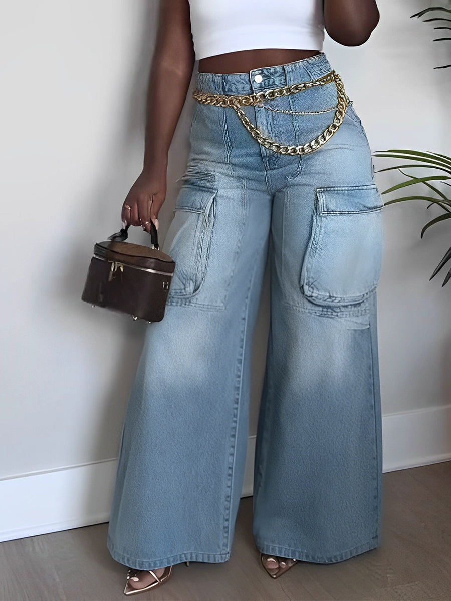 Casual Wide-leg Cargo Jeans