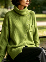 Relaxed Turtleneck Asymmetric Sweater