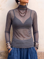 Chic Sheer Mock-Neck Mesh Top