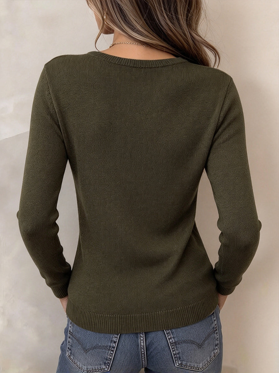 Bold Strappy Plunge Knit Pullover