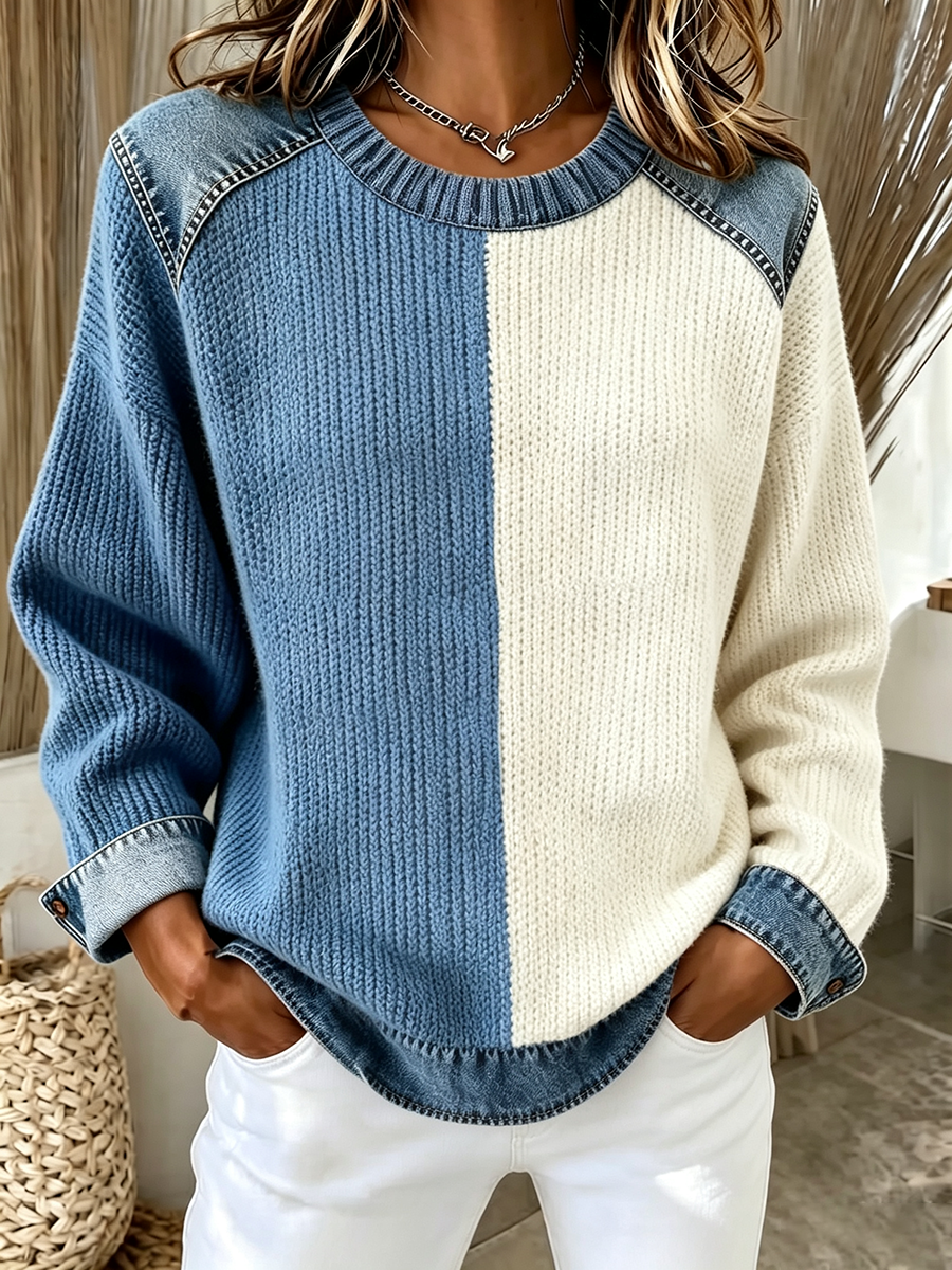 Chic Cozy Colorblock Knit Sweater