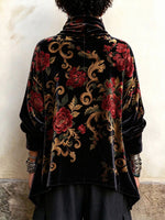Vintage-style Floral Print Velvet Top
