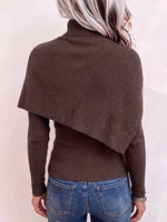 Women's Solid Color High-neck & Crew-neck Long-sleeve Two-piece Knit Top