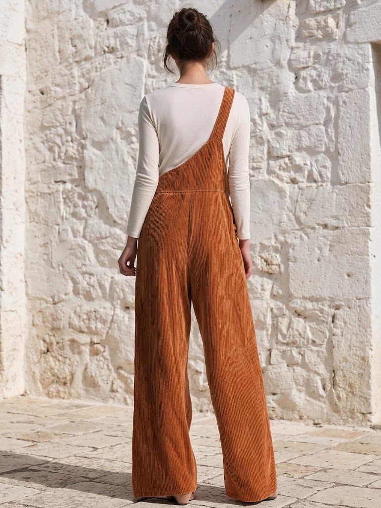 Casual Corduroy Wide-leg Overalls