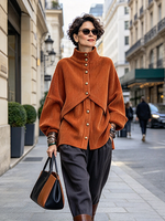 Relaxed Chic Fake Two-piece Oversized Corduroy Top