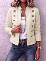 Stand Collar Double-breasted Suede Vintage Cropped Jacket