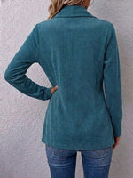 V-neck Button-front Ribbed Corduroy Jacket
