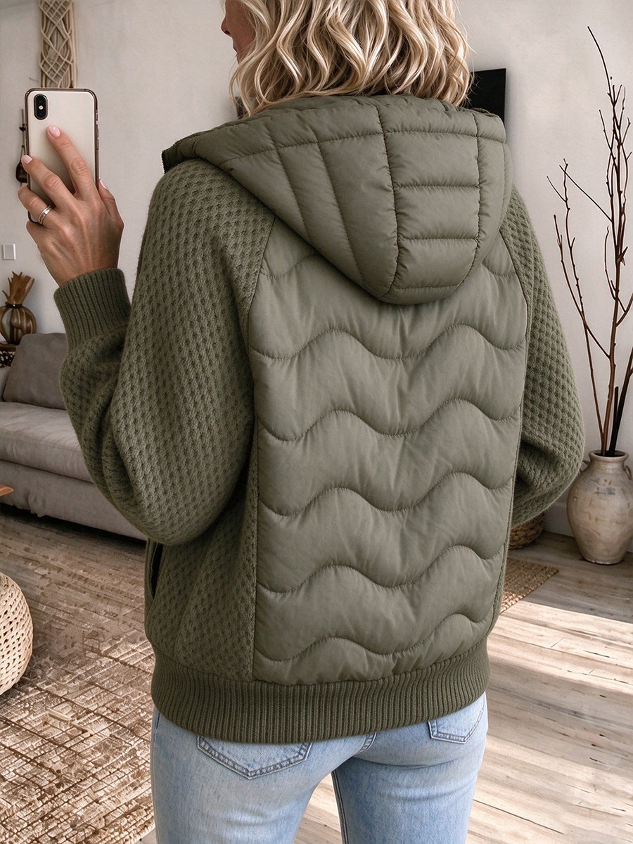 Cozy Quilted Paneled Zip-Up Hoodie