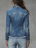 Chic Frayed-Edge Tailored Denim Button-Down