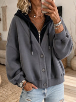 Casual Color-block Faux-layered Hooded Sweatshirt